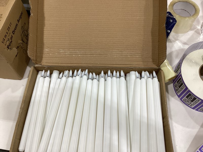 Condition photo showing New/Like New for Treela 72 Pcs Flameless LED Taper Candles Battery Operated Candles Bulk 11 Inch Flickering Fake Candlesticks with Warm Light for Valentines Day Church Wedding Party Battery Not Included(Fluted,White) White Fluted