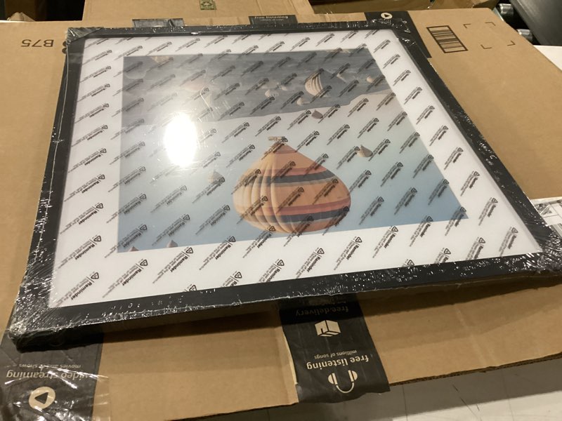 Condition photo showing Good Condition for 18x18 picture frame black with 14x14 mat, display photo 14x14 with mat or 18 x 18 without mat, wall hanging large 18x18 poster frame with shatter resistant plexiglass, black black 18x18 inch
