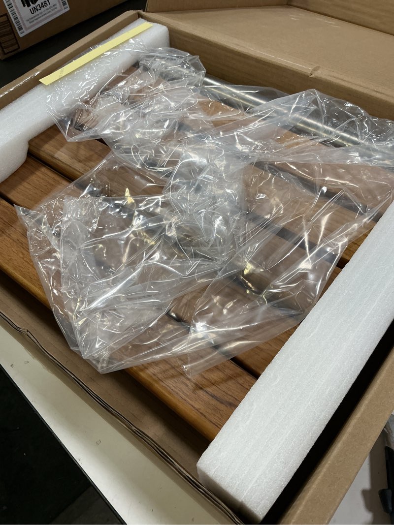 Condition photo showing Good Condition for 18.4" Folding Teak Shower Seat Wall Mounted – Fold Down Shower Chair, Solid Teak Wood Shower Bench with 304 Stainless Steel Frame, Wall Mount Shower Seat for Senior, Disabled, Bathroom, 400lb Capacity 18.4 Inch