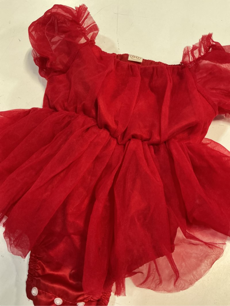 Condition photo showing As Is for newborn baby girls ruffle rompers dress flower embroidery mesh (no headband) short sleeve jumpsuits headband princess outfit