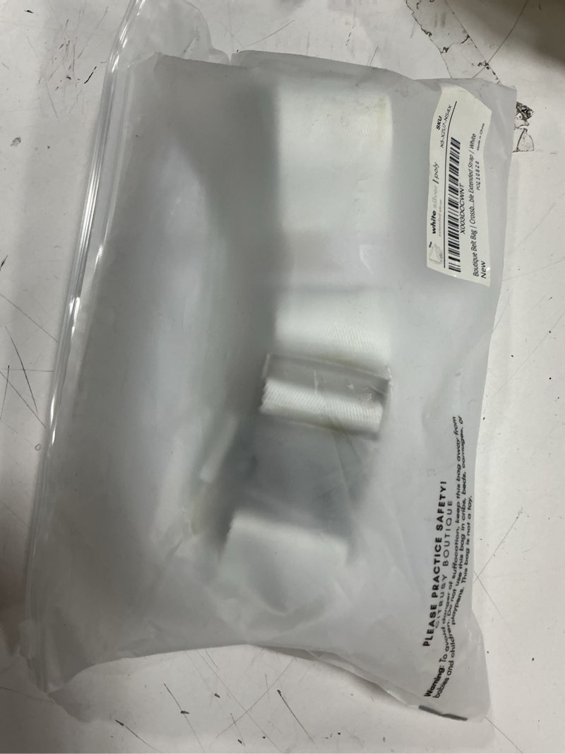 Condition photo showing New/Like New for Boutique Belt Crossbody Bag Fanny Pack for Women Fashionable | Cute Mini Everywhere Bum Hip Waist Pack | Fashion Travel Chest Bag | Silver Accessories | Adjustable Small Strap | White White | Silver Small Strap Length