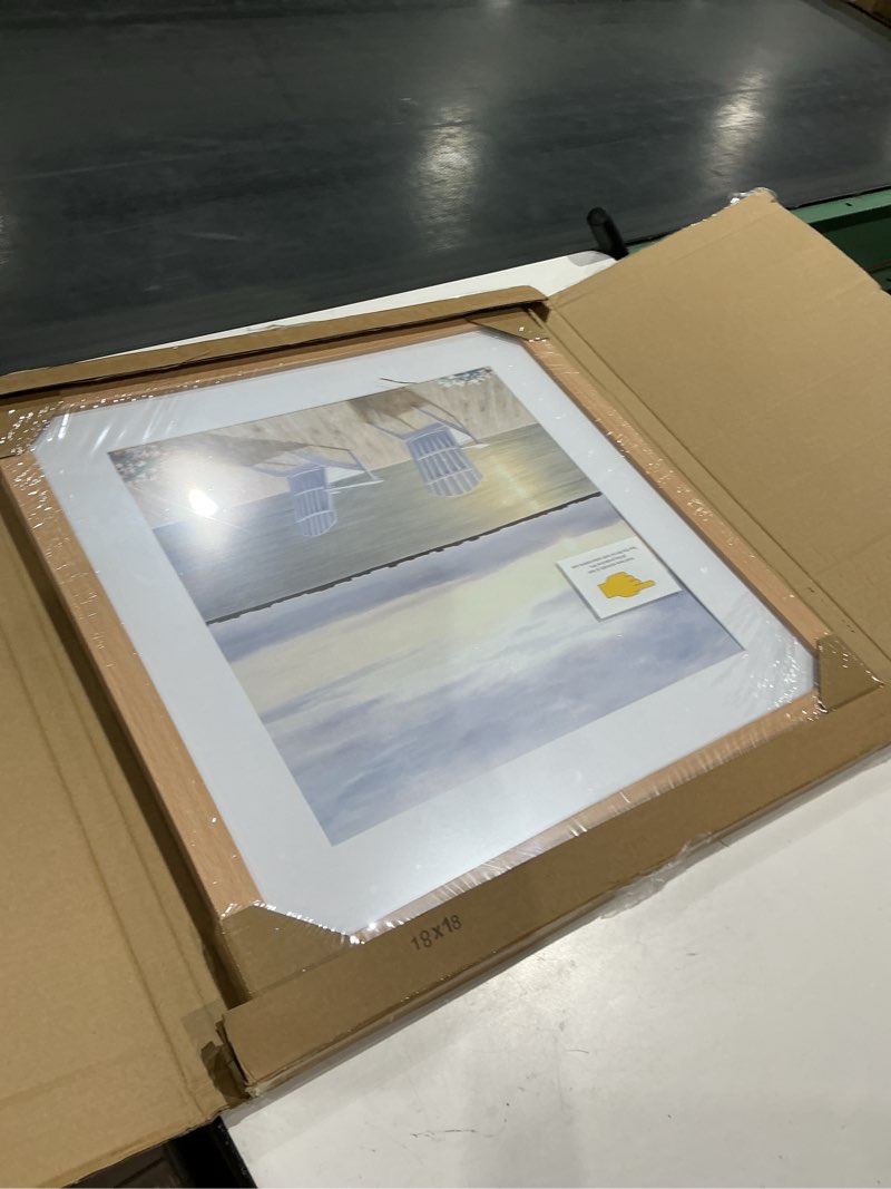 Condition photo showing Good Condition for vnvnk 18x18 frame natural wood color, perfect for 18x18 inch picture without mat or 14x14 inch picture with mat, home wall decor picture frame-1 pcs 18x18 natural