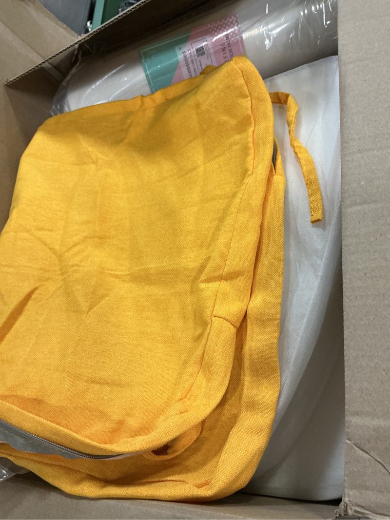 Condition photo showing Good Condition for aaaaacessories d-shaped chair cushions for dining chairs with ties and removable cover, 2'' thick kitchen pads, indoor room cushions, 17'' x 16'', 4 pack, golden yellow (acp-lh-jinhuang-3pack) 3 count(pack of 1) golden yellow