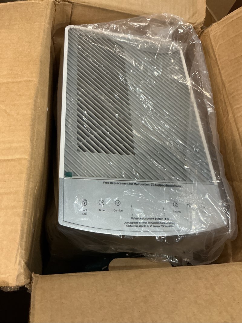 Condition photo showing Good Condition for 4500sq.ft 74pint/d energy star version 6.0 dehumidifier for basement | dehumidifier with drain hose for basement, home, bedroom, bathroom, intelligent humidistat ivory 74 pints - 4500 sq.ft