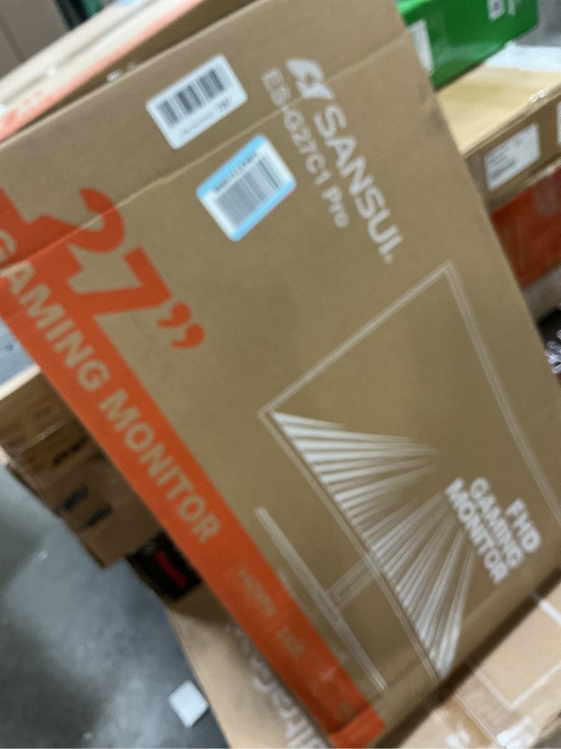 Condition photo showing As Is for SANSUI 27 Inch Curved 240Hz Gaming Monitor FHD 1080P, 1500R Curve Computer Monitor, 130% sRGB, 4000:1 Contrast, HDR, FreeSync, MPRT 1Ms, Low Blue Light, HDMI DP Ports, Metal Stand, DP Cable Incl. 27 Inch 240Hz Curved Gaming 27 Inch 240Hz Curved Gaming