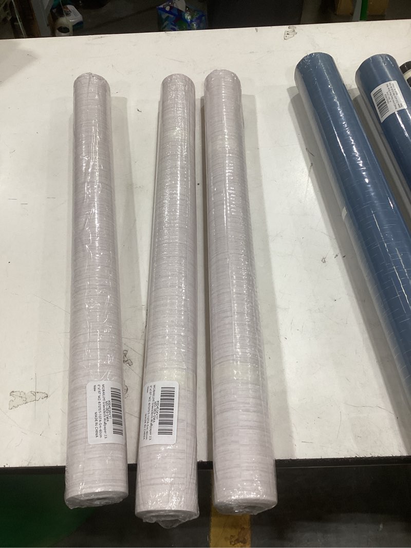 Condition photo showing New/Like New for grasscloth peel and stick wallpaper faux weave white and light purple contact paper modern textured wall paper waterproof self adhesive vinyl roll for room wall furniture decorative 23.6"x197" 23.6" x 197" white and purple