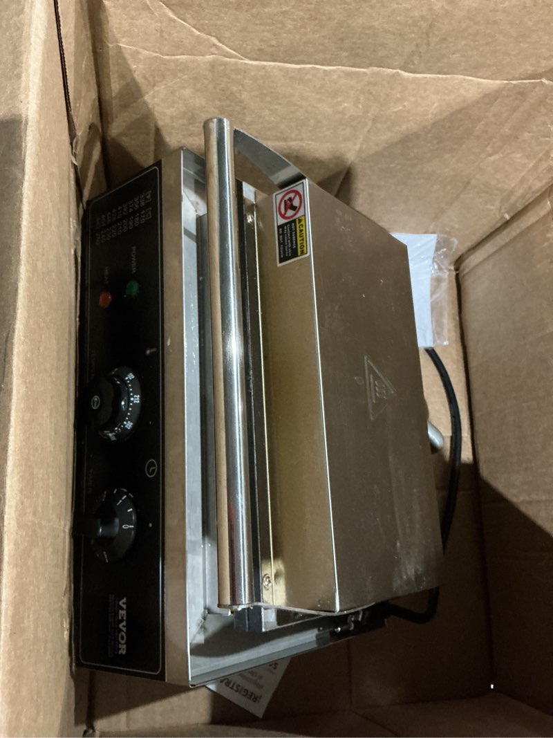 Condition photo showing As Is for vevor commercial waffle maker, 10pcs rectangle waffle baker machine, 1550w non-stick stainless steel belgian waffle iron with temp and time control, handle, for restaurant bakery snack bar family