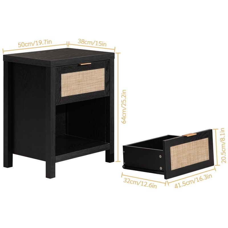 Alayha 1 - Drawer Nightstand Color: Black