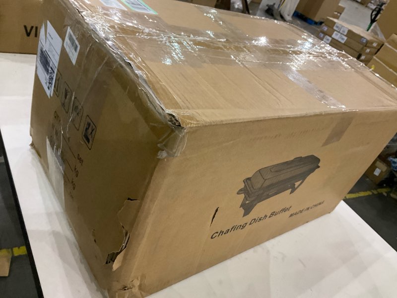 Condition photo showing As Is for Chafing Dishes for Buffet 4 Pack 9 Quart Stainless Steel Chafer Buffet Servers and Warmers Set with Folding Frame for Weddings Parties Banquets Catering Events