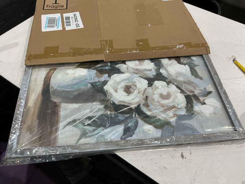 Condition photo showing New/Like New for utop-art flower wall decor artwork - elegant floral canvas picture with blue accents for bathroom bedroom gift 24"x18" floral wall art 24l" x 18w"