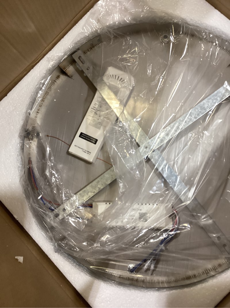 Condition photo showing As Is for Finktonglan Dimmable Crystal LED Flush Mount Ceiling Light, 17.7" Modern Round Low Profile Chandelier, 48W, Remote, 3000–6500K Tunable White, K9 Crystal & Stainless Steel for Living Room Dining Room round dimmable