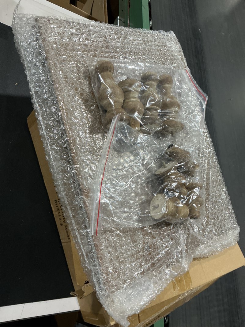 Condition photo showing Good Condition for MAONAME Wood Display Risers Decorative tray, Farmhouse Pedestal Stand for Display Home Decor, Vintage Brown Beaded Wooden Tray for Kitchen Counter, Short and Tall Footed Beaded Pedestal - Vintage Brown