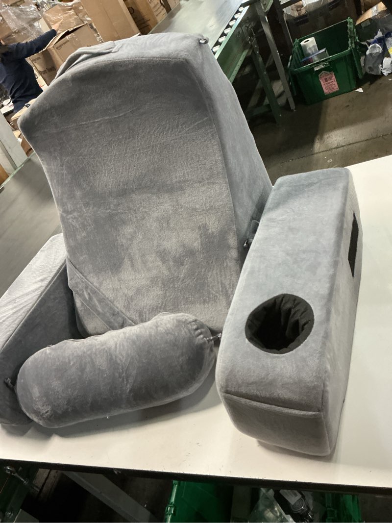 Condition photo showing Good Condition for reading pillow for sitting in bed - back pillow for sitting up - back support pillow with detachable neck roll & arms - full support - reading & bed rest pillows for watching tv/reading/gaming