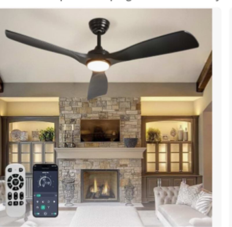 BvenuBigLite Outdoor Ceiling Fan with Light: 52 Inch 3 Blade Outdoor Fans for Patios - Modern Black 
