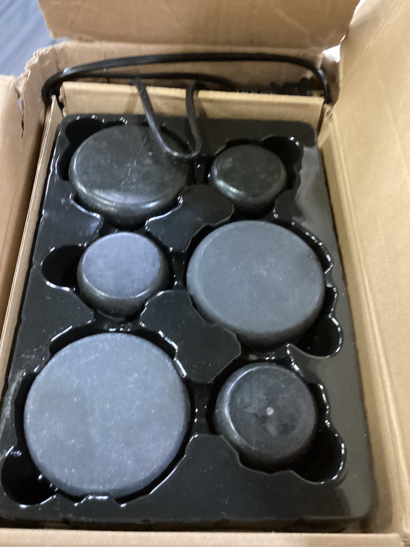 Condition photo showing Good Condition for hot stones massage set with 12 stones & 2 towels – massage tools for deep tissue pain relief | professional hot rocks massage stones warmer kit with heater for home spa warming