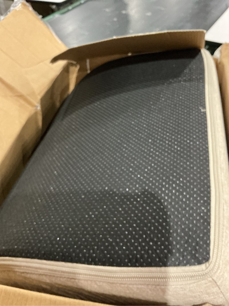 Condition photo showing Good Condition for eheyciga curved dog stairs ramp for high beds, 5-step extra wide dog steps for small dogs and cats, pet stairs for high bed climbing, non-slip balanced pet step indoor, beige fleece-beige 5-step-update