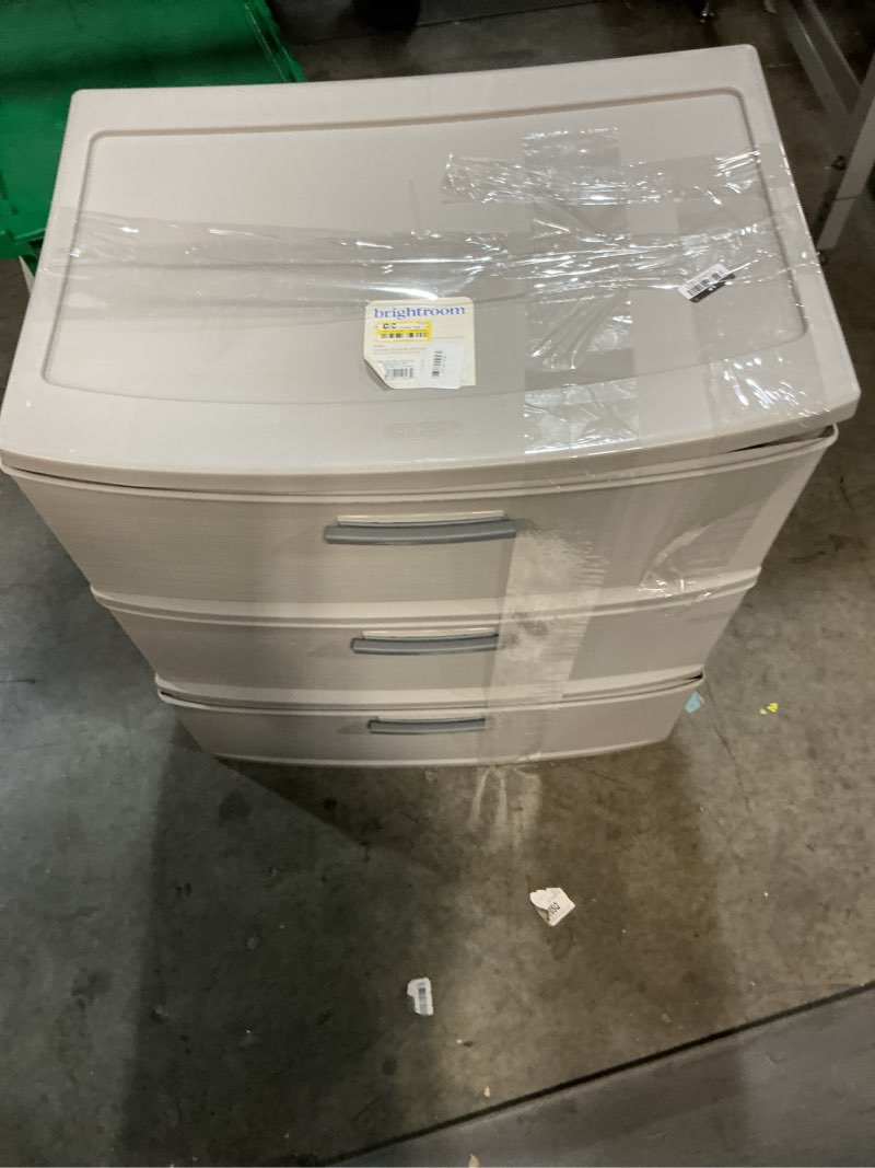 Condition photo showing As Is for 3 drawer wide tower dark gray - brightroom™: plastic storage drawers, portable universal storage, no assembly required
