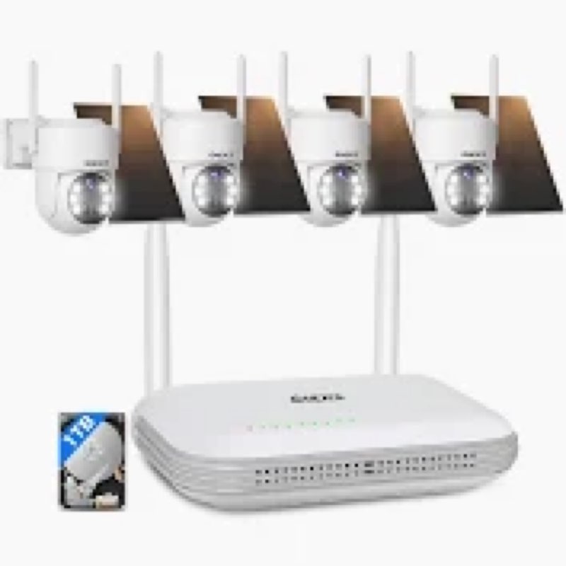 Gaiexce Wireless Solar Security Camera System 2.4G WiFi 