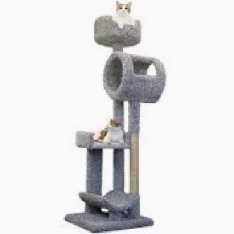 ZLAFM 38.4'' Cat Tree Tower with Climbing Ladder, Cats Tree Scratching Post and Ball, Plush Condo, M