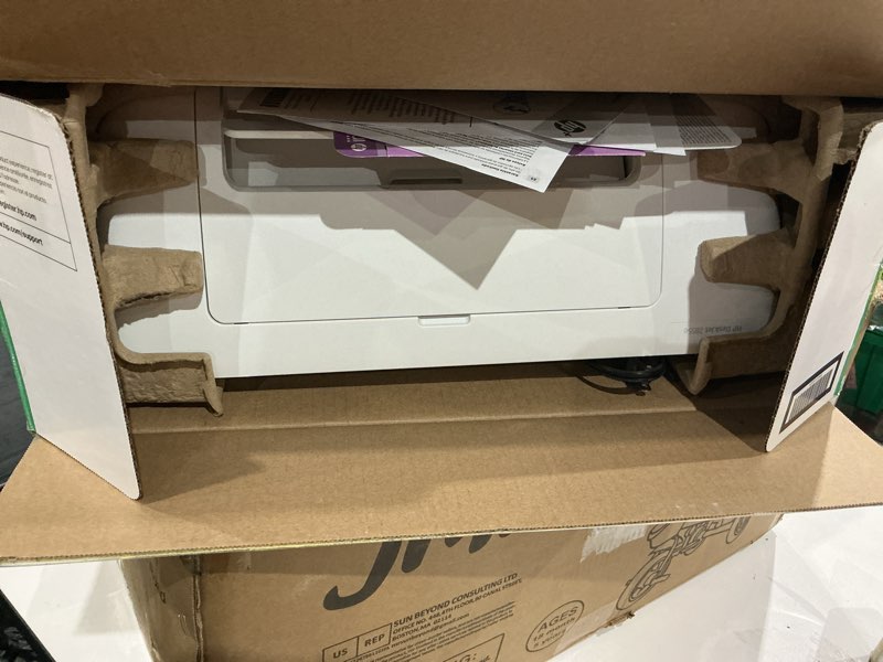 Condition photo showing As Is for hp deskjet 2855e wireless all-in-one color inkjet printer, scanner, copier, best-for-home, 3 month instant ink trial included. this printer is only 2.4 ghz capable. (588s5a)