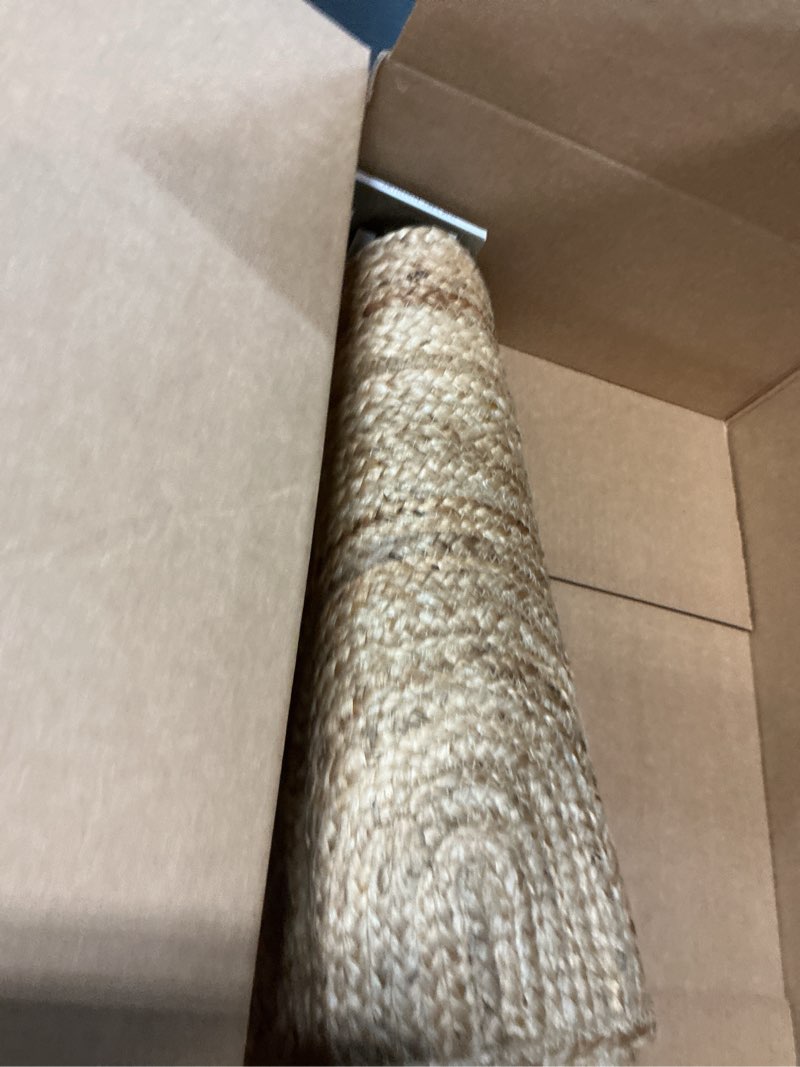 Condition photo showing Good Condition for chardin home hand woven natural jute braided rug -18x30 inch half round | vintage boho reversible doormat for entryway, front door | farmhouse natural fiber rugs for bedroom, kitchen, living room 1'6" x 2'6" (semicircular)