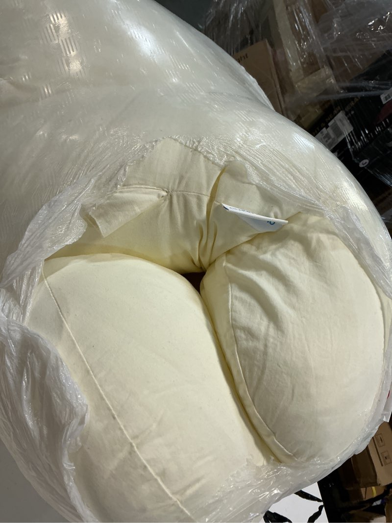 Condition photo showing As Is for QUEEN ROSE Pregnancy Pillow, U Shaped Full Body Pillows for Sleeping Support, 55 Inch Maternity Pillow for Pregnant Women, Creamy Cotton - Sunlight Yellow 55in