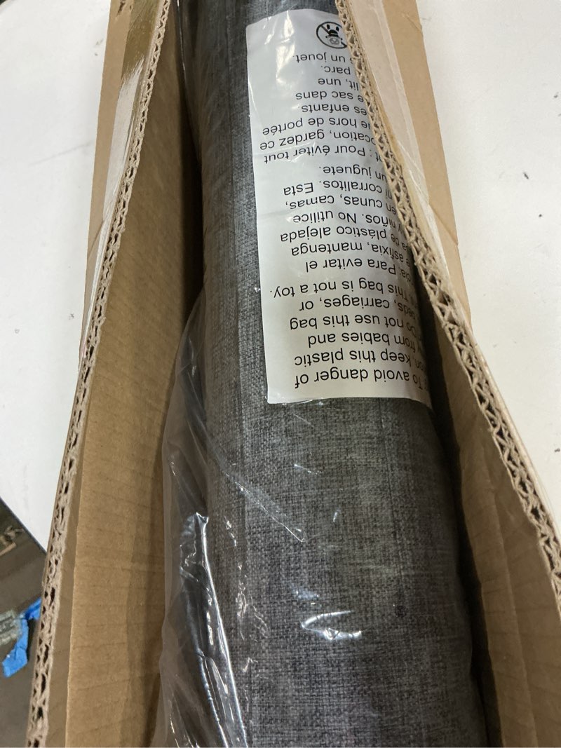 Condition photo showing Good Condition for 4-panel replacement fabric for sliding panel track blinds – 23" w x 96" l – fabric only – pre-attached hook & loop fasteners – trimmable, no bottom rail included, room darkening - grey