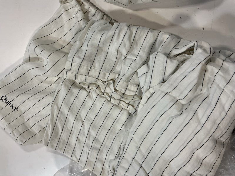 Condition photo showing Good Condition for european linen deluxe bedding bundle, king, pencil stripe
