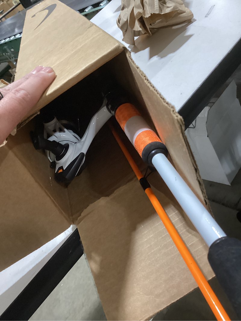 Condition photo showing As Is for Zebco Roam Spinning Reel and Fishing Rod Combo, 6-Foot Fiberglass Fishing Pole, Split ComfortGrip Handle, Soft-Touch Handle Knob, Size 20 Reel, Changeable Right- or Left-Hand Retrieve Size 30 Reel - 6'6" Rod - Orange