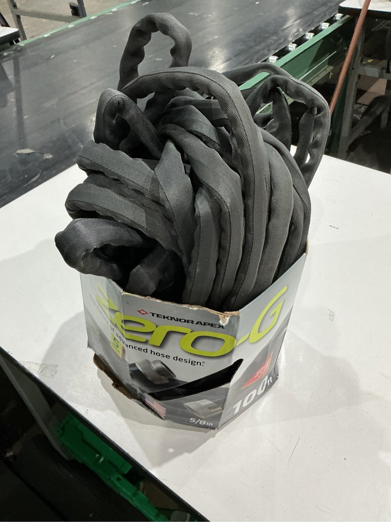 Condition photo showing As Is for zero-g teknor apex 5/8-in x 100-ft premium-duty kink free woven gray hose