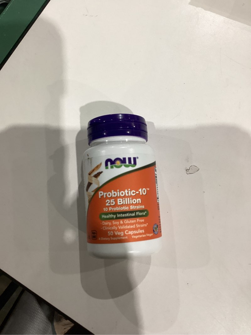 Condition photo showing New/Like New for NOW Foods Supplements, Probiotic-10™, 25 Billion, with 10 Probiotic Strains, Dairy, Soy and Gluten Free, Strain Verified, 50 Veg Capsules 50 Count (Pack of 1) Supplements