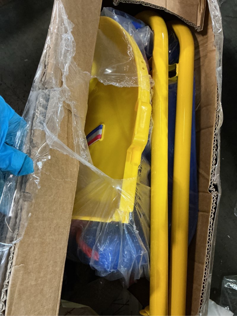 Condition photo showing Good Condition for Toddler Swing Set, 3-in-1 Baby Swing Outdoor/Indoor, Toddler Swing&Jumper with Foldable Metal Stand, Baby Swing Outdoor for Aged 6 Months to 10 Years Old Blue