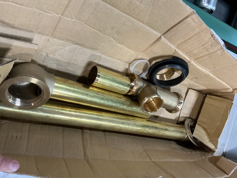 Condition photo showing As Is for Artiwell 1.5" Brass Tubular Bath Drain Kit - Touch-Toe Bathtub Drain Stopper, Overflow with Plug - Brushed Nickel