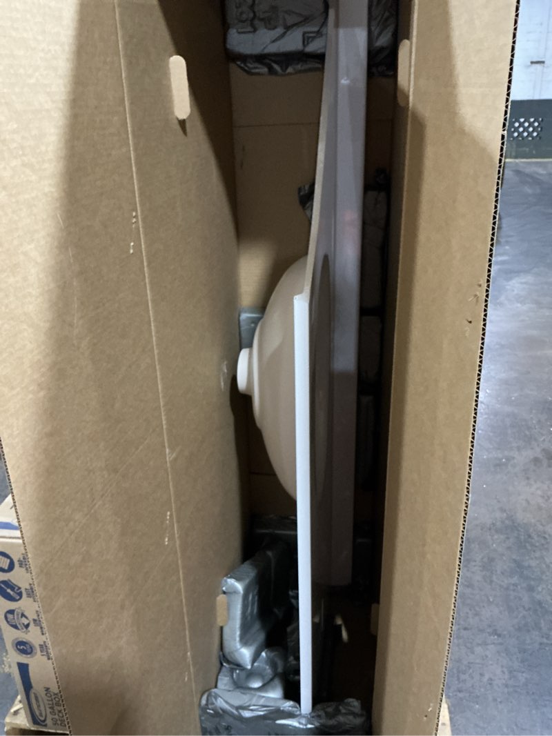 Condition photo showing As Is for project source cultured marble vanity tops 61-in x 22-in white cultured marble integral single sink 3-hole bathroom vanity top