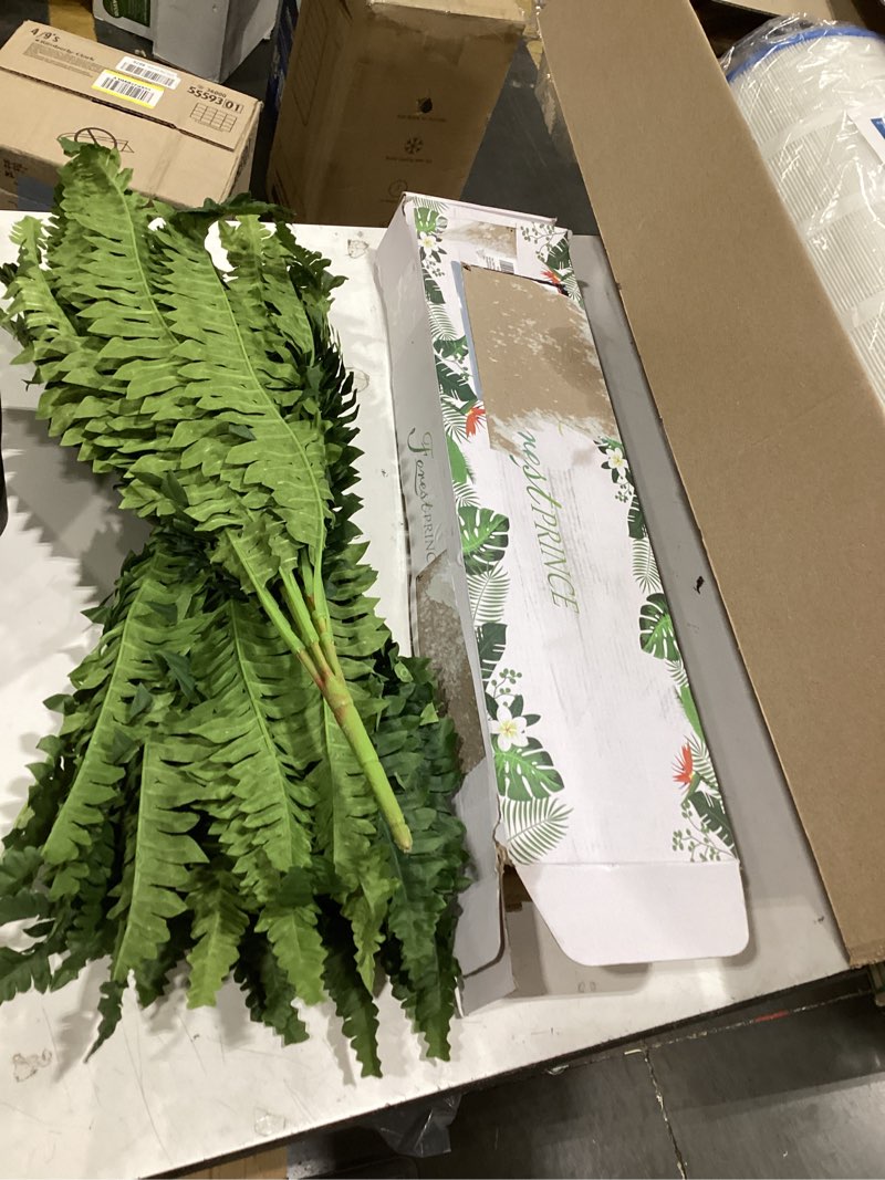 Condition photo showing Good Condition for vevor artificial ferns, 48 inch fake boston fern bush plant with 67 fronds, faux greenery for indoor/outdoor decor, silk & ldpe, suitable for home porch garden office living room planter, set of 2 2 pcs 48.03 x 48.03 x 20.47 in
