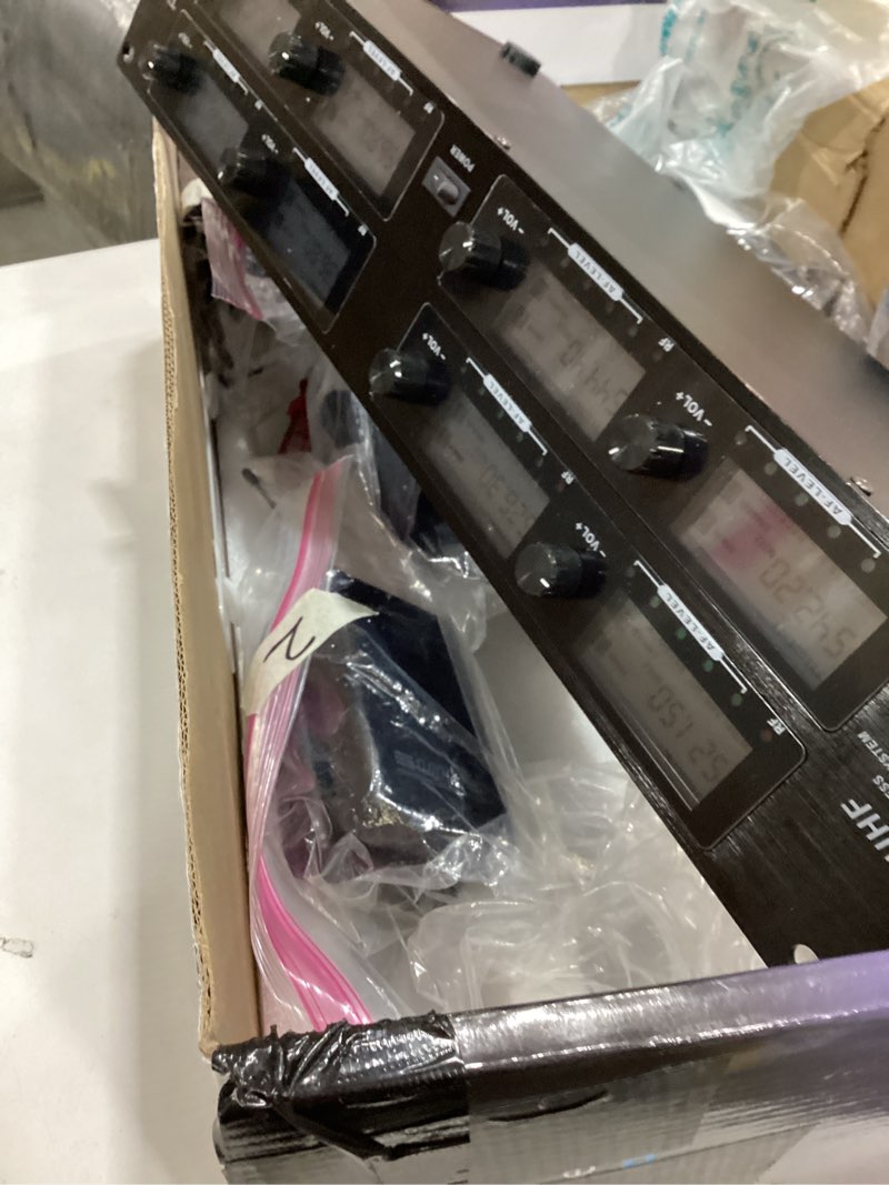 Condition photo showing As Is for wireless microphone system pro audio 8 channel uhf 8 lavalier bodypacks 8 lapel mic 8 headsets for karaoke system meeting church speaking conference wedding party frequency b