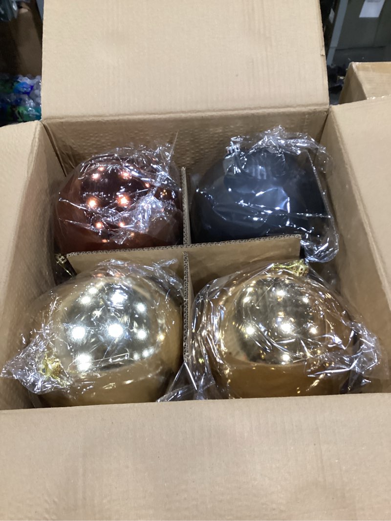 Condition photo showing New/Like New for Zubebe 4 Pcs Extra Large Christmas Ball Ornaments 8'' (200 Mm) Giant Oversized Commercial Grade Plastic Balls Xmas Hanging for Outdoor Indoor Holiday Decor (Copper Gold)