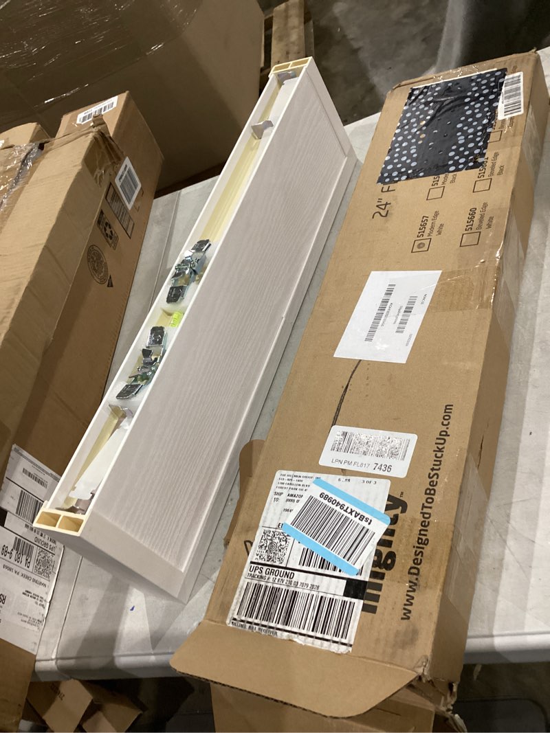 Condition photo showing New/Like New for similar     not exact    picture ledge shelf, 24 inch floating shelves  wood wall shelfwith lip, wall decor storage for bedroom living room bathroom kitchen nursery photo picture, white white 24 inch, set of 2