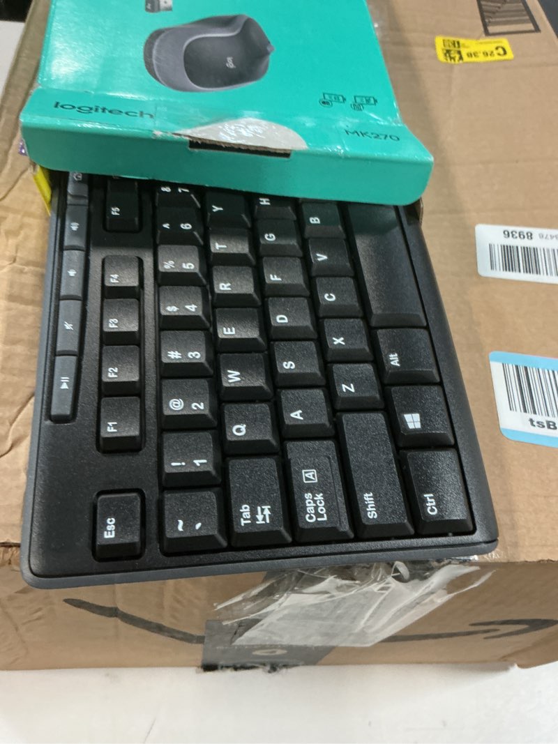 Condition photo showing Good Condition for ( incomplete)Logitech MK270 Wireless Keyboard and Mouse Combo for Windows, 2.4 GHz, 8 Multimedia Keys, PC, Laptop, Wireless Keyboard Compact Mouse Combo - Black Black 1 Pack Combo