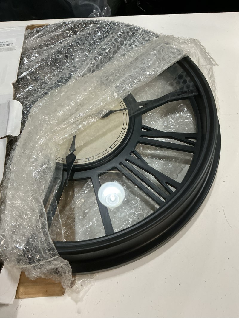 Condition photo showing Good Condition for bernhard products decorative wall clock 18 inch silent non ticking extra large quartz battery operated black roman numerals for kitchen, office, living/dining room & over fireplace, wedding gift