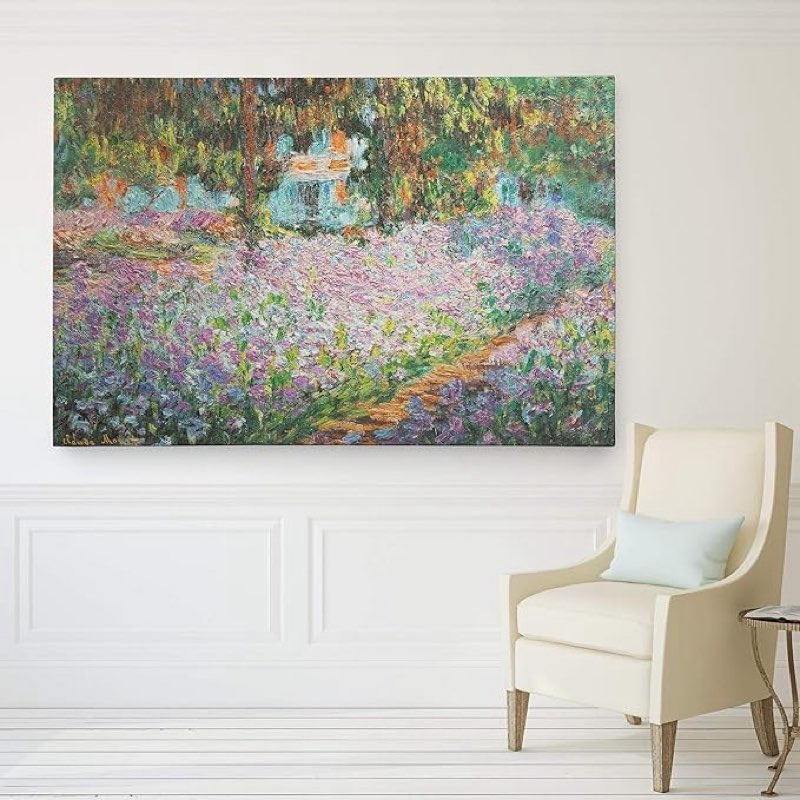 Wexford Home Claude Monet 'Irises in Garden' Wrapped Canvas Art Print, 39x29.5 inches , Multicolor