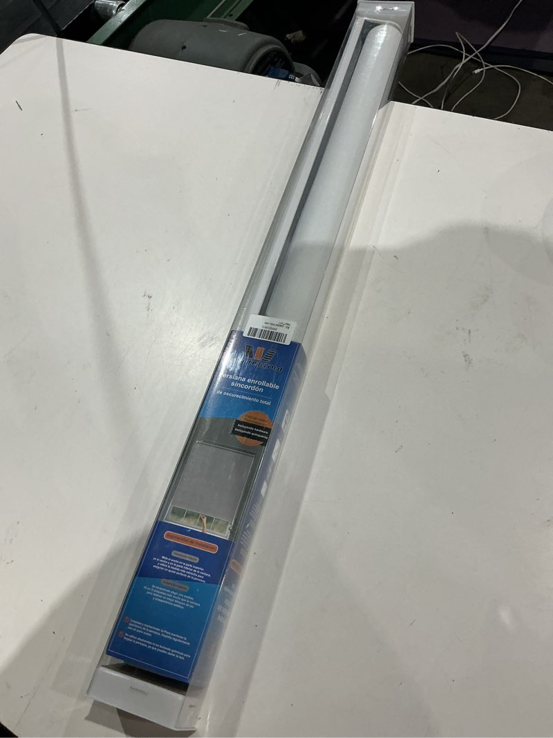 Condition photo showing New/Like New for cordless roller shades blackout blinds for indoor windows - jacquard linen look thermal uv blocking pull down shades, room darkening for bedroom, office, home (linen beige, 23"x72") linen beige 23"w x 72"h