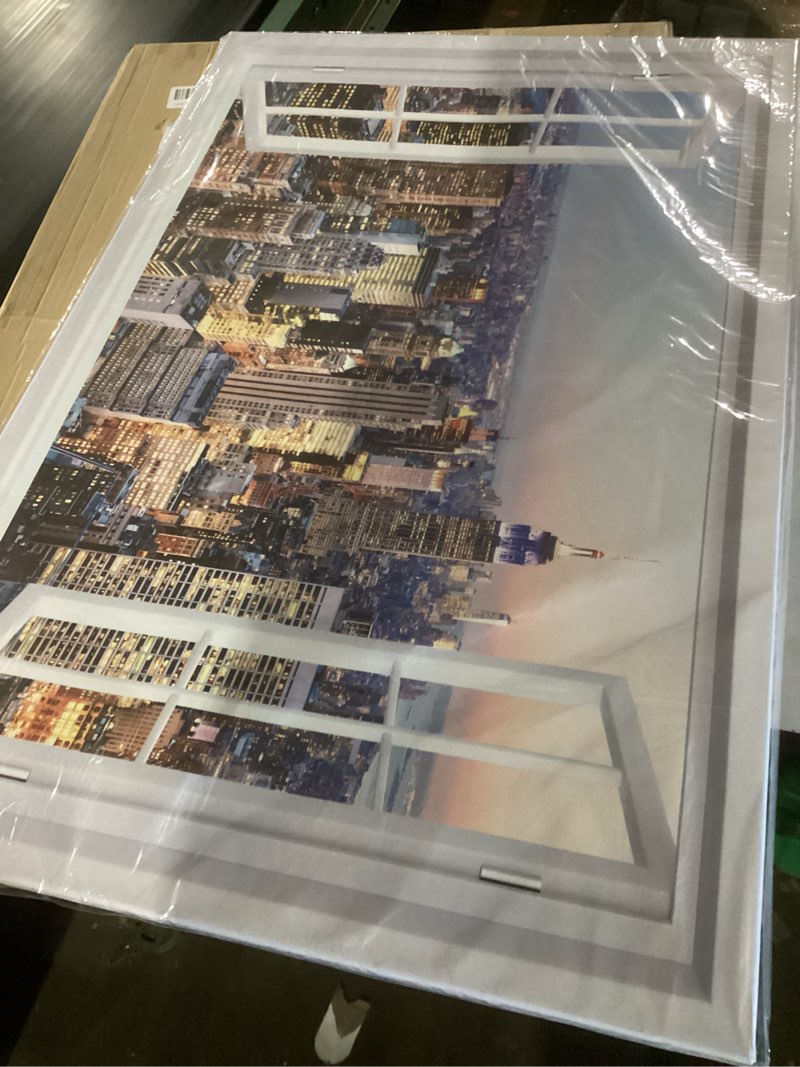 Condition photo showing New/Like New for new york city canvas wall art for living room nyc skyline wall decor manhattan landscape at night picture prints modern window view skyscraper painting artwork office bedroom home decorations 24x36" 36l" x 24w" nyc04