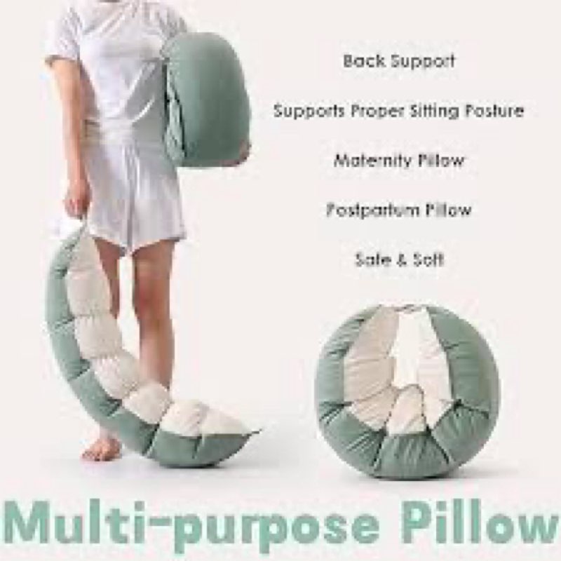 peallow(pat. pend) – long round body pillow for adults, bolster pillow for sleeping, soft and supportive pillow for sleeping & lumbar support (green-white, 29.5")