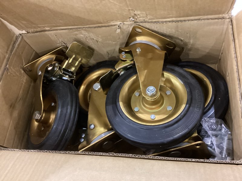 Condition photo showing New/Like New for WBD WEIBIDA 8 In Heavy Duty Plate Casters Set of 4, 3200 Lbs Industrial Rubber Wheels for Cart Furniture and Workbench,Outdoor Castors Dual Locking Replacement (4 Brakes, Free Spanner)