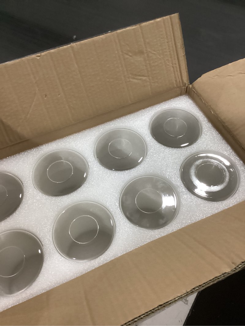 Condition photo showing As Is for 8 Pcs Clear Glossy Glass Shade Replacements for Pendant Light Fixtures Glass Lamp Shade Cover, 1-5/8 Inch Fitter E26 Base, 4"w x 6"h, Replacement Lamp Globe for Chandelier Wall Sconce Clear Glossy 8