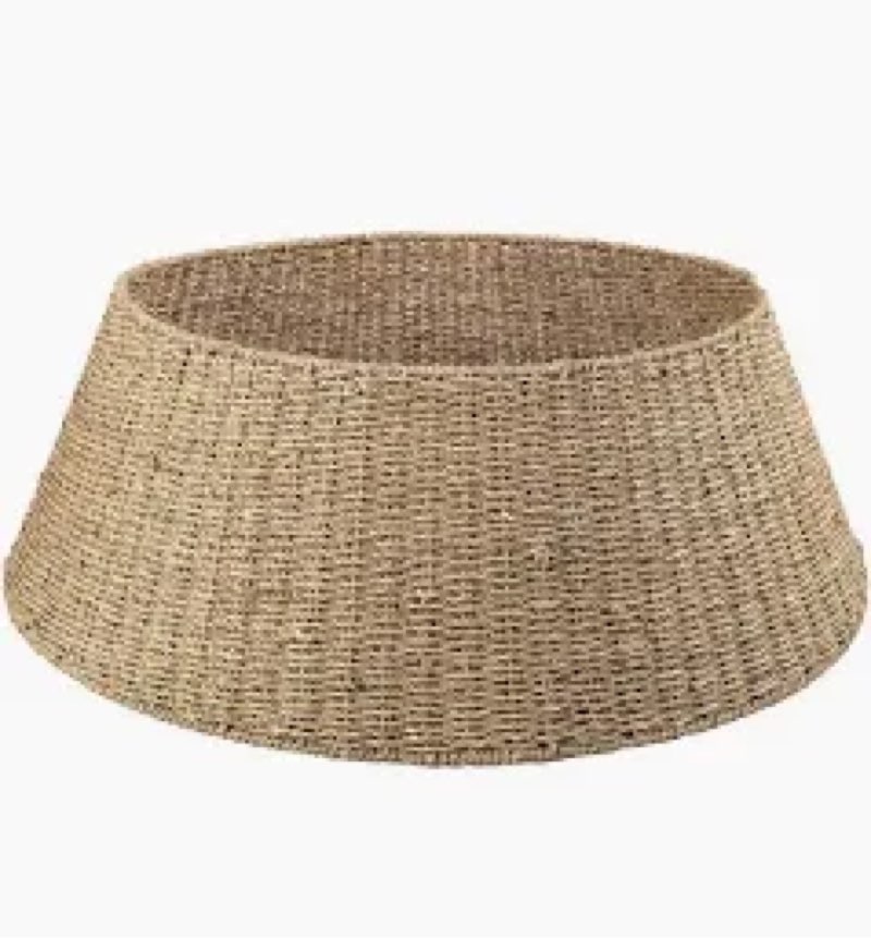 Blissun Fabric Christmas Tree Collar, Xmas Tree Ring, Willow Christmas Tree Skirt for Christmas Tree Decorations (Concrete Gold) ( similar 