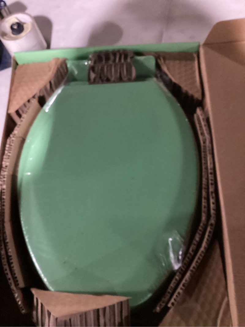 Condition photo showing As Is for Toilet Seat, Slow Close, Soft Touch, Ultra-Smooth Matte Finish (No Orange-Peel Texture), Premium Moulded Wood, Quick Release, PIKLiDS (Green, Elongated) Green Elongated