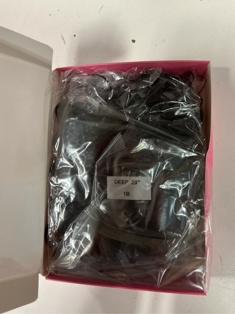 Condition photo showing New/Like New for miracle knots feather crochet hair (deep wave) - 20" hand-tied synthetic extensions, 100 strands soft cotton core glue-free knotless hair pieces (natural black)
