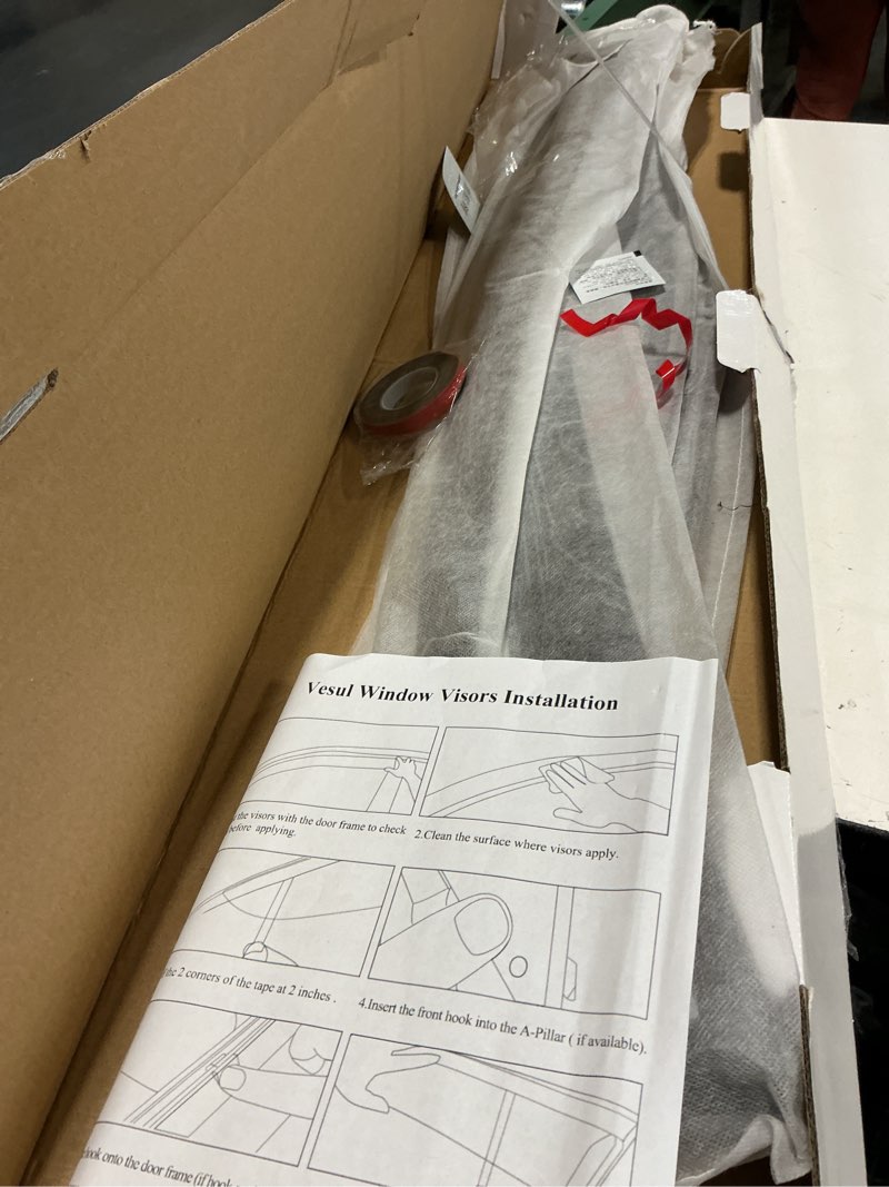 Condition photo showing Good Condition for VESUL Compatible with Toyota Camry 2018-2024 L LE SE XLE XSE Hybrid Tape on Polycarbonate Rain Guards Window Visors Window Wind Deflector Shield Cover with 304 Stainless Steel Trim 2018-2024 Camry